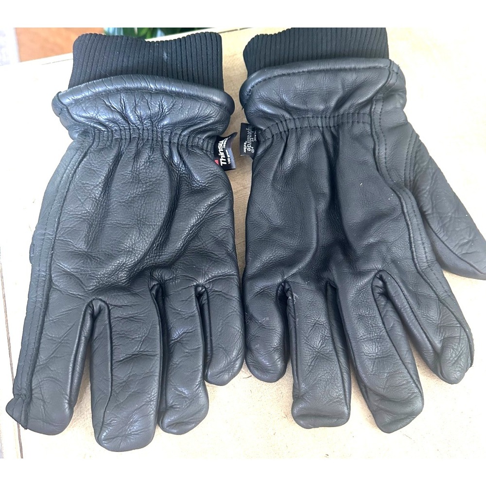 Wells Lamont Hydrahyde Men's Large Black Leather Gloves 100g Thinsulate